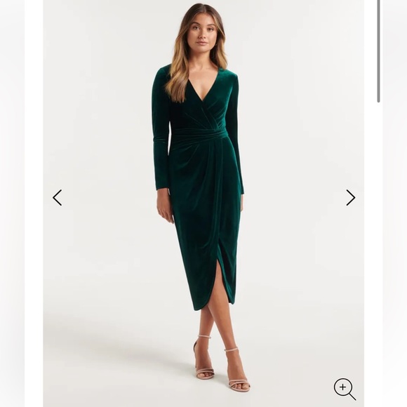 Ever New Antionette Wrap Velvet Midi XS Emerald Green - Picture 5 of 5